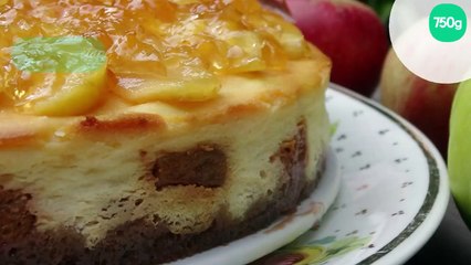 Cheesecake aux pommes et prune caramélisées