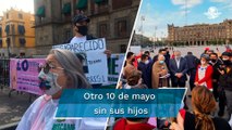 Mientras mañanera se convierte en festival, afuera madres de desaparecidos piden ver a AMLO