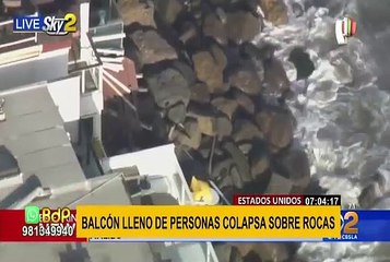 El preciso instante en que balcón se derrumbó en fiesta en casa frente al mar