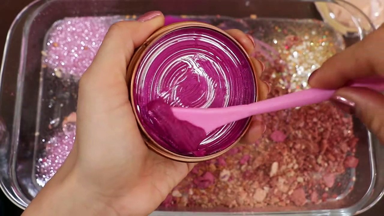 'Chanel' Mixing'Pink,Rosegold''Eyeshadow,Makeup And Glitter Into Slime.★Asmr★Satisfying Slime Video