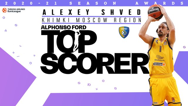 Turkish Airlines EuroLeague 2020-21 Alphonso Ford Top Scorer Trophy: Alexey Shved, Khimki Moscow Region