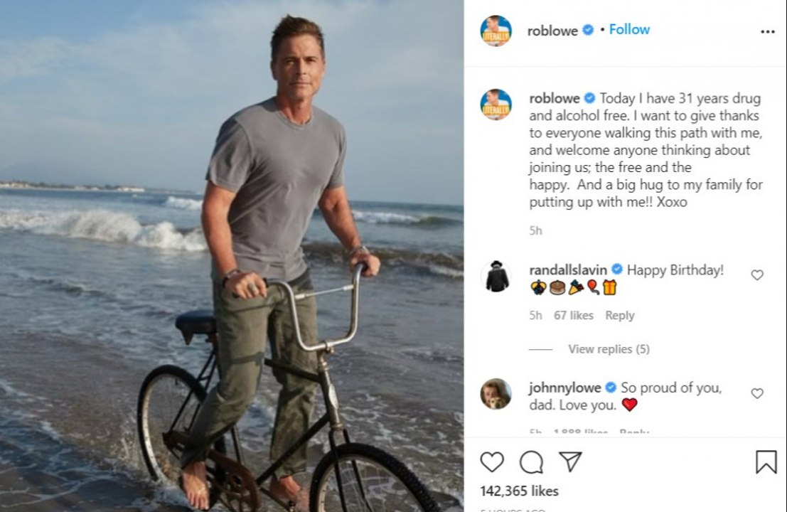 Rob Lowe celebrates 31 years sober