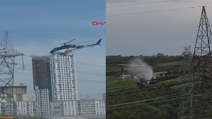 Yüksek gerilim hattında helikopter ile nefes kesen temizlik