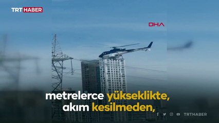 Yüksek gerilim hatlarının temizliği ilk kez helikopterle yapıldı