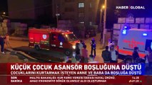 Çocuklarını kurtarmak isterken asansör boşluğuna düştüler