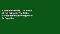 About For Books  The Battle of the Bridges: The 504th Parachute Infantry Regiment in Operation