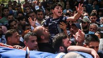 Filistinli küçük çocuğun İsrail'in katlettiği babasına vedası yürekleri dağladı