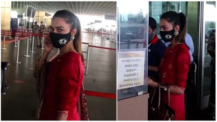 Birthday Girl Erica Fernandes Snapped At The Airport In Red Ethnic Outfit