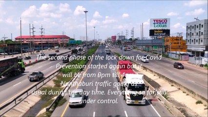Nonthaburi Province in Thailand traffic still moving as usual as Covid infection cases rises from March
