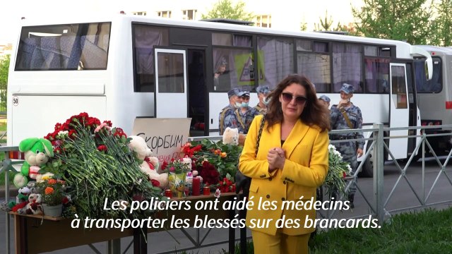 Hommage devant l'école russe où une fusillade a fait 9 morts