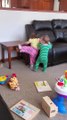 Twins Turn Furniture Into Climbing Fun Zone