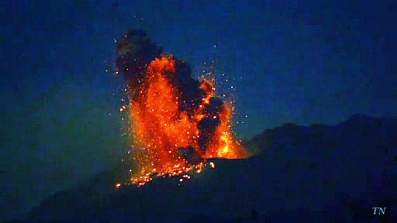 Eruption of Sakurajima with volcanic lightning.
