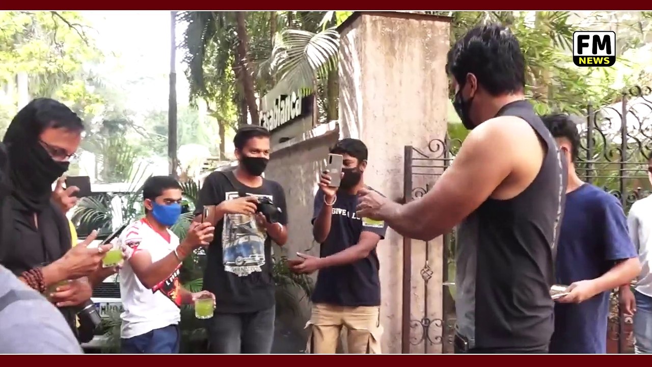 Sonu Sood Serves Ganne Ka Juice To Paparazzi Outside His House