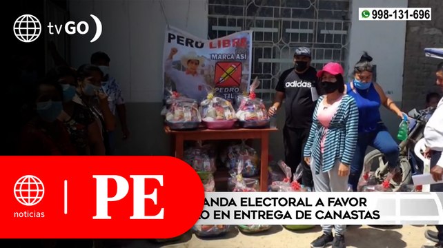 Entregan canastas y propaganda electoral a favor de Pedro Castillo | Primera Edición