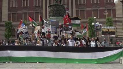 Sırbistan'da İsrail'in saldırıları protesto edildi