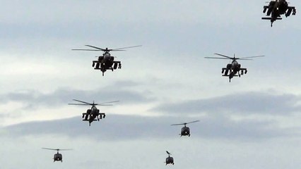 Low flyby military helicopters