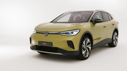 The new Volkswagen ID.4 Exterior Details in Honey Yellow in Studio
