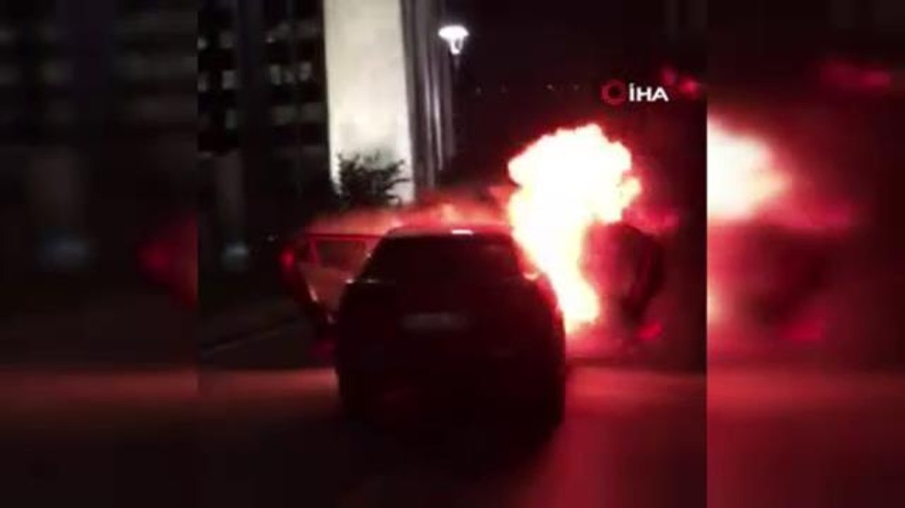 Saldırıları protesto etmek için İsrail Konsolosluğu önünde arabalarını ateşe verdiler