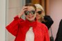 Lindsay Lohan posa para los fotógrafos en la colección de "Malne" en la Pasarela Cibeles