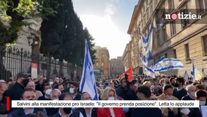 Salvini alla manifestazione pro Israele: "Il governo prenda posizione". Letta lo applaude