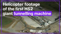 Helicopter footage shows the first HS2 giant tunnelling machine