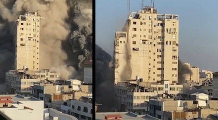 VIDEO: Gaza में Israel की एयरस्ट्राइक, पल भर में जमींदोज कर दी 14 मंजिला इमारत
