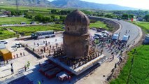 Tarihi Zeynel Bey Türbesi'nin taşınması havadan görüntülendi