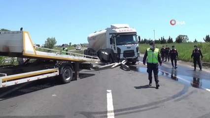- Silivri'de tır bariyerleri aşarak karşı şeride geçti