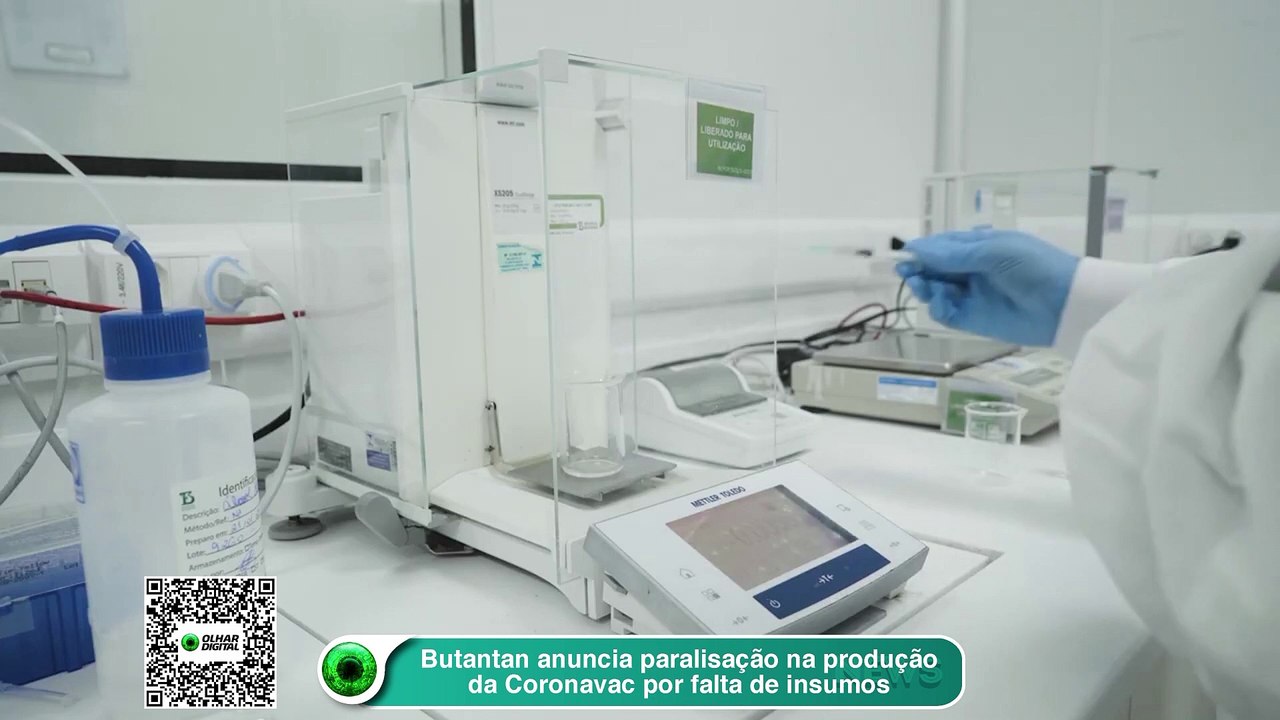 Butantan anuncia paralisação na produção da Coronavac por falta de insumos