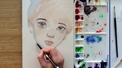 Easy Watercolor Painting For Beginners | Cute Boy Face