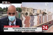 Miraflores: reiniciaron trabajos de rehabilitación del emblemático mural de la Vía Expresa
