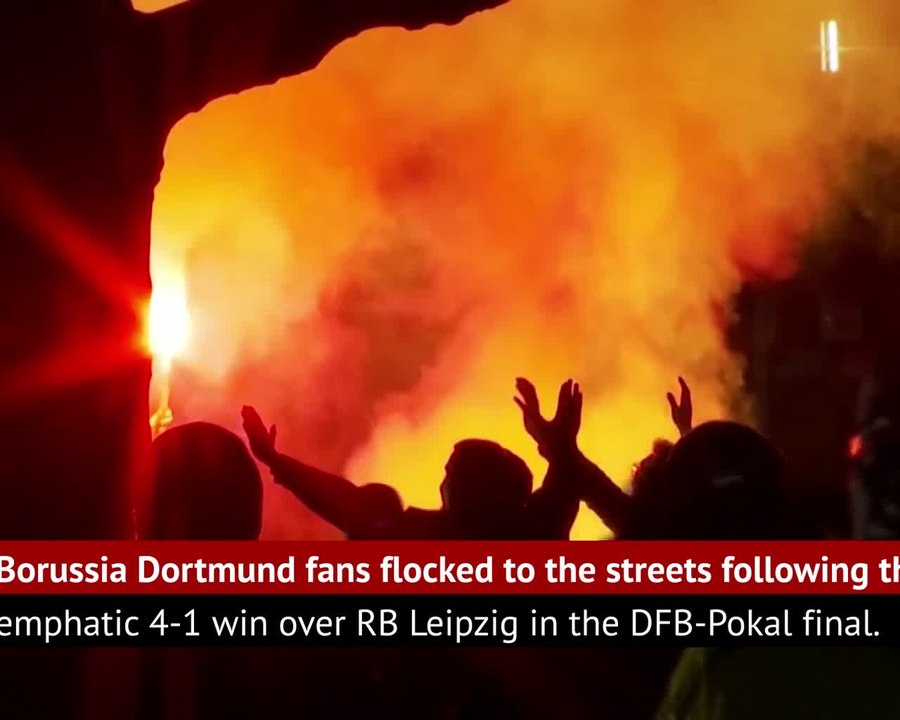 Dortmunders celebrate DFB-Pokal win over Leipzig