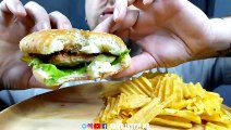 ASMR EATING BEST COMBINATION | TENDER HAMBURGER vs CRISPY CHIPS | EATING SOUNDS (NO TALKING) MUKBANG