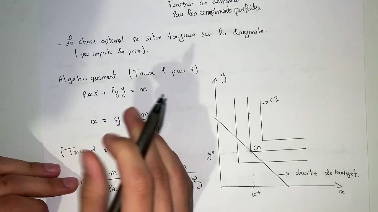 Les fonctions de demande pour les compléments parfaits - microéconomie S1