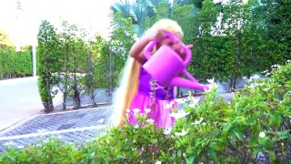 Alice Pretend Princess Rapunzel & Teaches Children How To Behave