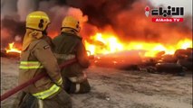 الإطفاء 4 فرق تسيطر على حريق إطارات بمنطقة سكراب ميناء عبدالله