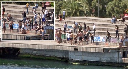 Pes dedirten görüntü! Yasaklara aldırmadılar, denize girdiler