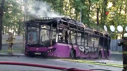 Sarıyer’de İETT otobüsü alev alev yandı