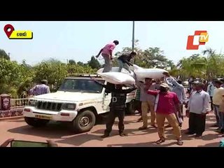Agitating Farmers Unload Unsold Paddy At Khordha Collectorate