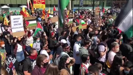 İskoçya'nın Glasgow kentinde, İsrail'in Filistin'e saldırıları protesto edildi