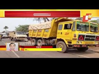 Farmers Stage Protest By Spilling Paddy On Road In Bhadrak