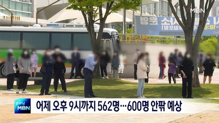 어제 오후 9시까지 562명…오늘 600명 안팎 예상
