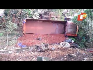 Truck Overturns In Bhubaneswar