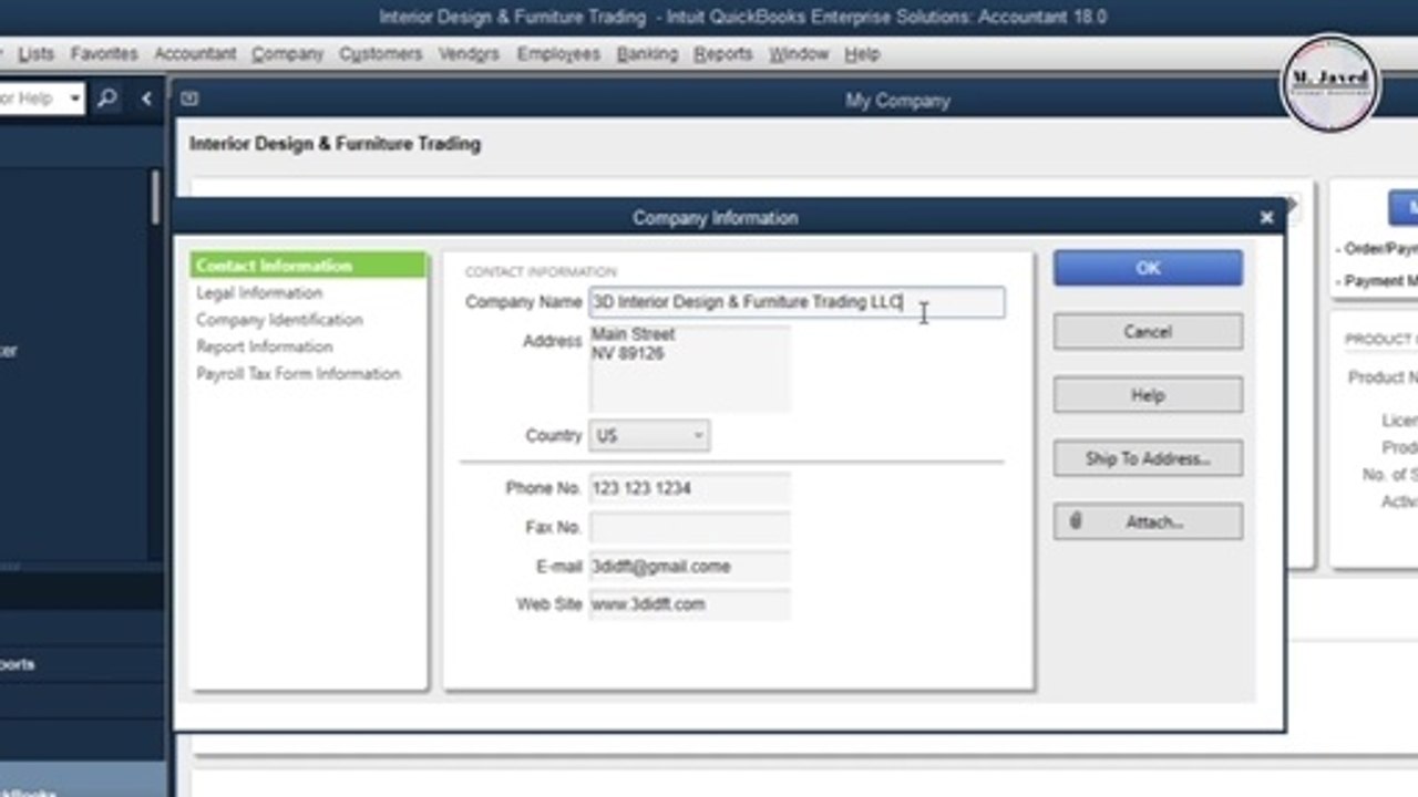 QuickBooks Desktop  Editing Company Profile