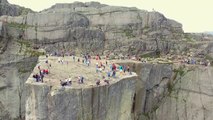 Spectacular scenery filmed by drone - Pulpit Rocks (Preikestolen) - Rogaland, Norway