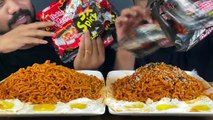 SPICY KOREAN FIRE NOODLES MUKBANG _ NUCLEAR FIRE NOODLES EATING CHALLENGE _ INDIAN MUKBANG (Ep-378)