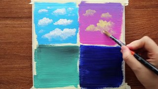 4 Type Of Drawing Clouds｜Easy & Simple Acrylic Painting Step By Step For Beginners #243｜Satisfying