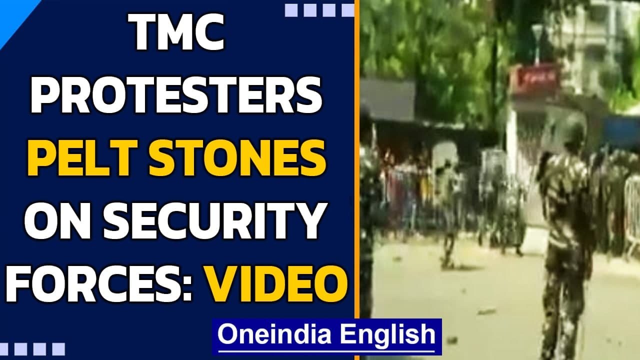 TMC supporters protest outside Governor's residence, pelt stones| Oneindia News