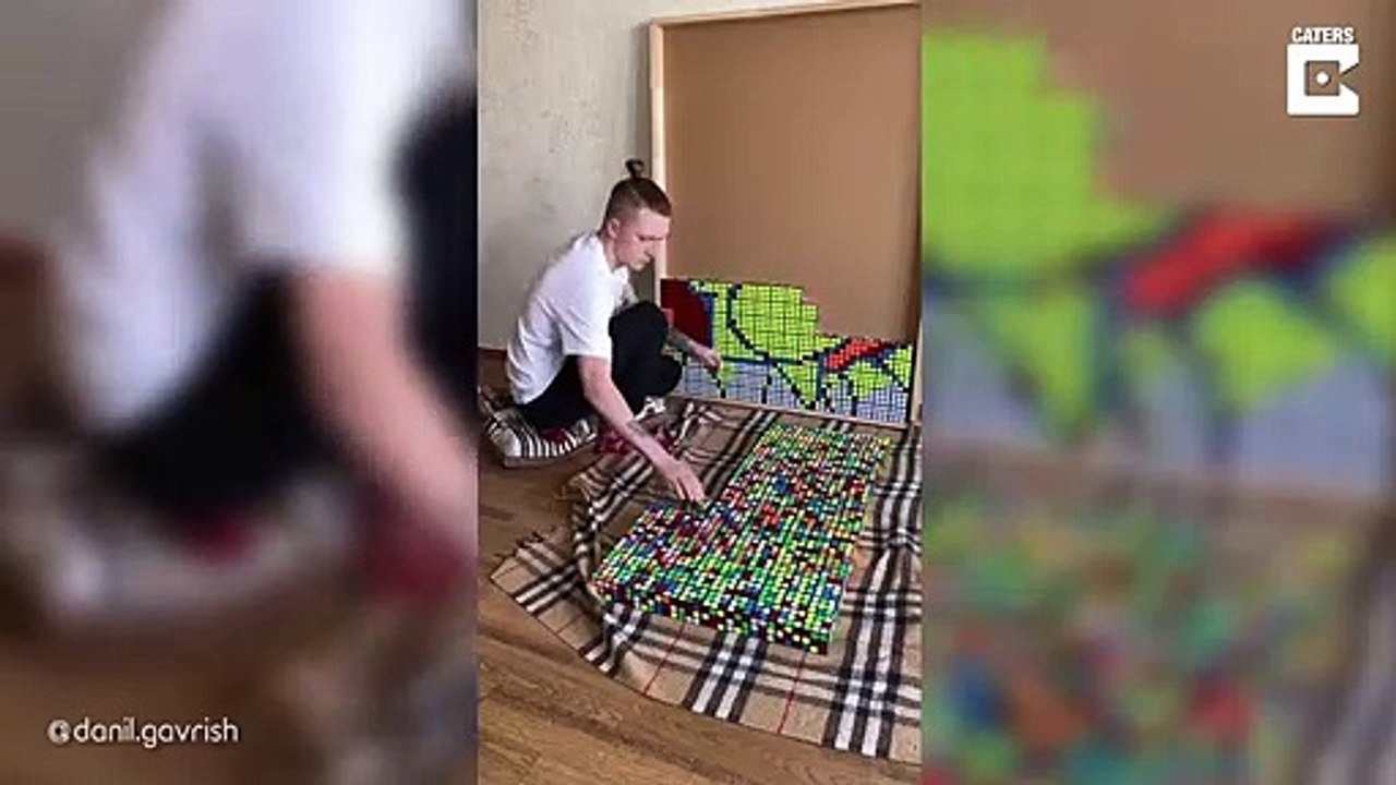Incredible Artist Creates Cartoon Characters Using Rubik'S Cubes