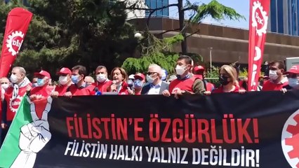 DİSK'ten İsrail Başkonsolosluğu önünde Filistinlilerle dayanışma eylemi